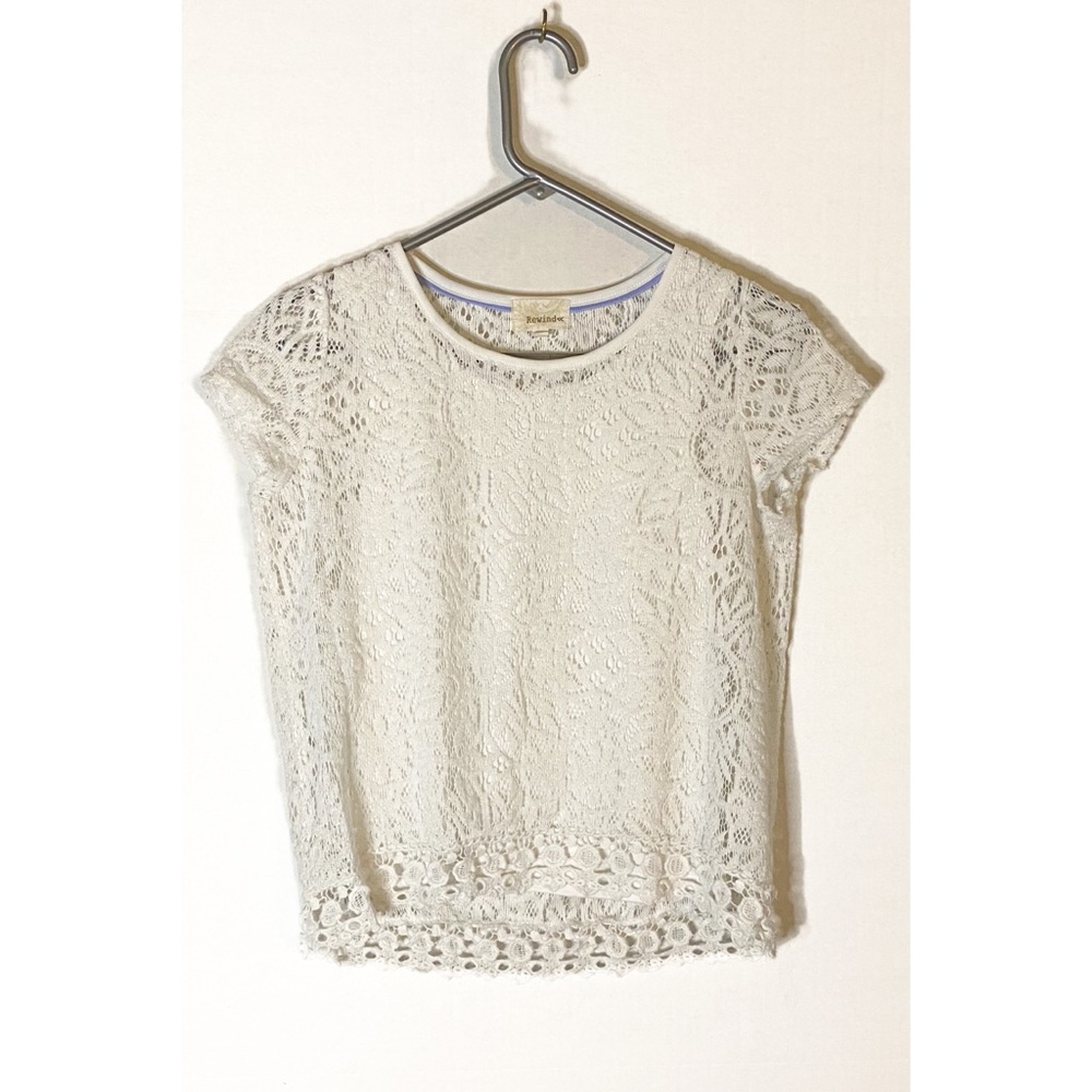 Rewind XL crochet lace tee with cami